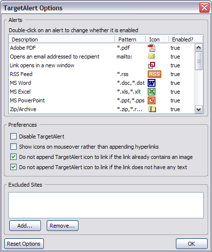 Screen Shot of TargetAlert Preferences